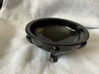 Vtg Le Smith Art Deco Black Amethyst Glass Footed Candy Bowl Dish
