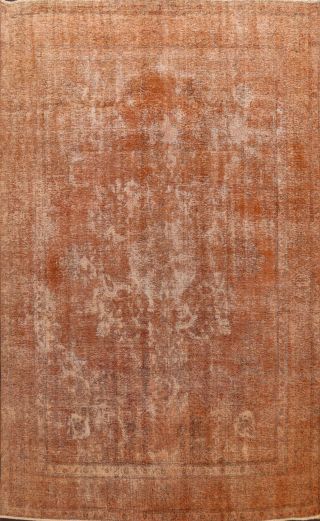 Semi - Antique Overdyed Distressed Traditional Area Rug Hand - Knotted Oriental 9x12