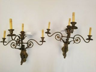 19th Century French Empire Figural Bronze Wall Sconces