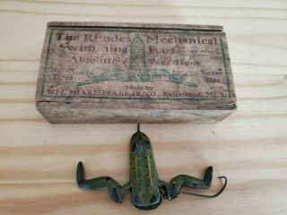 Vintage Shakespeare Rhodes Mechanical Frog With Early Box