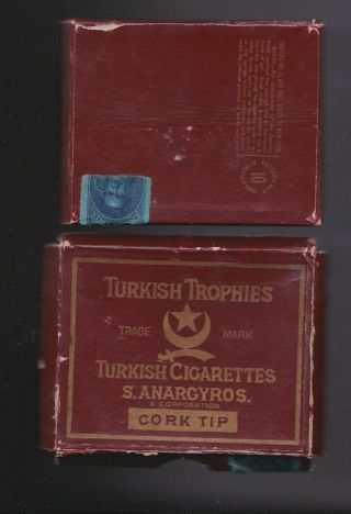 Rare Vintage Turkish Trophies Cigarettes Box W/ Tax Stamp