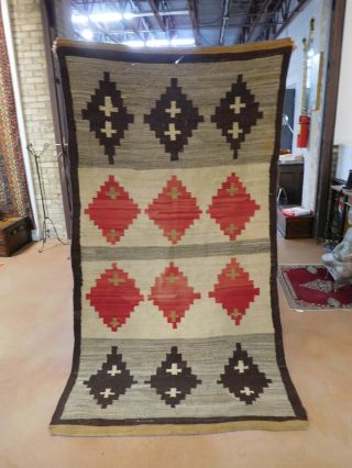 Antique Navajo rug Large Primitive American Indian Blanket Native 19th century 3