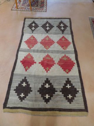 Antique Navajo rug Large Primitive American Indian Blanket Native 19th century 5