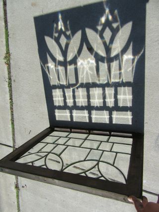 Antique Full Beveled Leaded Glass Transom Window 28.  5 X 21.  5 Salvage