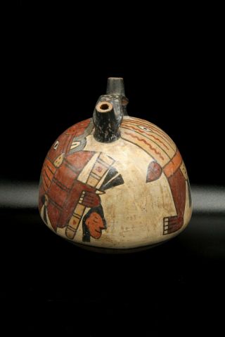 Pre - Columbian Pottery Nazca / Nasca Double Spout Bridge Handle Stirrup Pot 2