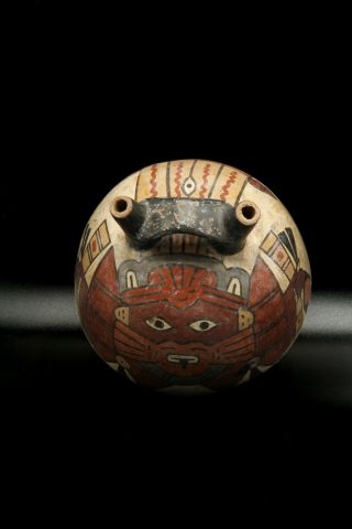 Pre - Columbian Pottery Nazca / Nasca Double Spout Bridge Handle Stirrup Pot 5