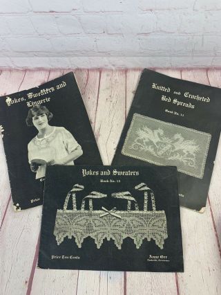 Set Of 3 Antique/vintage 1920’s Era Anne Orr Nashville Tn Crochet Booklets