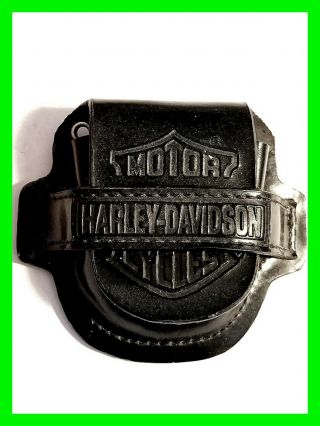 Early Harley Davidson Black Leather Lighter Pouch Belt Case Holder Near