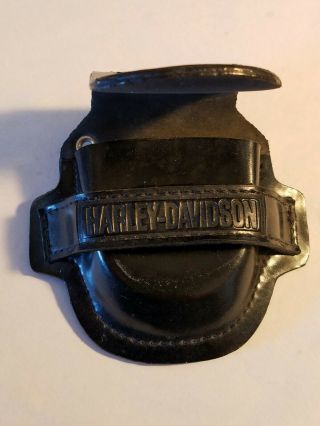 Early Harley Davidson Black Leather Lighter Pouch Belt Case Holder Near 2
