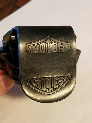 Early Harley Davidson Black Leather Lighter Pouch Belt Case Holder Near 3