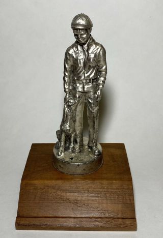 Bsa Boy Scout Trophy Statue 5 " Silver Tone Solid Metal Vintage Boy & Dog Trophy