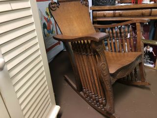 Solid Oak Large Rocking Chair - Vintage - Antique