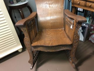 solid oak large rocking chair - vintage - antique 4