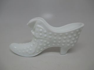 Cs8768 Vintage Fenton Hobnail White Milk Glass Low Top Cat Shoe Boot Slipper