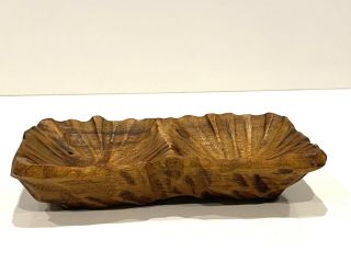 Vintage Carved Wood Cigar Double Tray Ashtray Dish