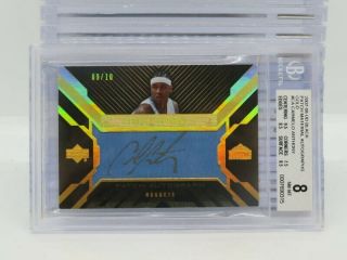 2007 - 08 Ud Black Carmelo Anthony Gold Patch Material Auto 09/10 Bgs 8/9 A36