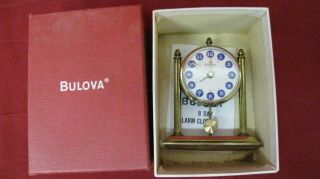 Vintage Bulova Heavy Brass Mantel - Desk Clock Made In Germany