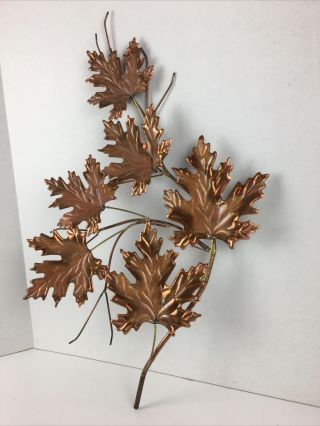 Vintage Wall Hanging With Copper Toned Metal Leaves Brand Unknown