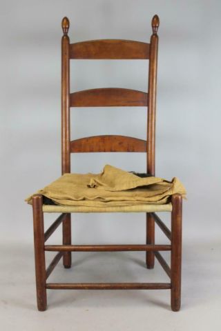 A Great 19th C Enfield Ct Shaker 3 Slat " Tilter " Side Chair And Unfinished Seat
