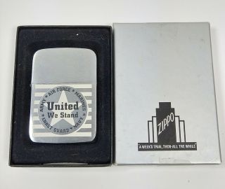 2007 Zippo Lighter United We Stand Military Army Air Force Marines Navy