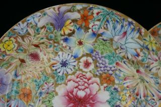 PAIR Antique Chinese Famille Rose Millefleur Flowers Plate GUANGXU c1875 - 1908 /A 5