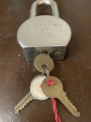 Vintage American Lock Company Large Padlock With Key Usa Hardened