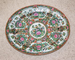 Large Oval Antique Chinese Rose Medallion Platter