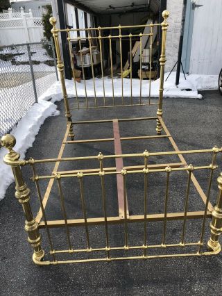 Antique Brass Bed - Full Sized Double Headboard Footboard Brass Bed Frame