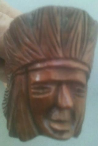 Vintage Hand Carved Wood Made In Italy Indian Head Chief Smoking Pipe 5”