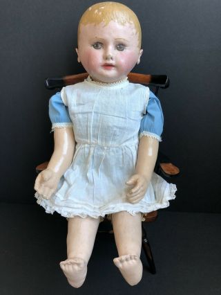 Antique All 20” Martha Chase Stockinette Cloth Doll.  Brown Eyes 2