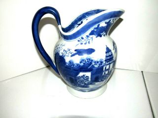 Vintage Blue And White Large Pitcher