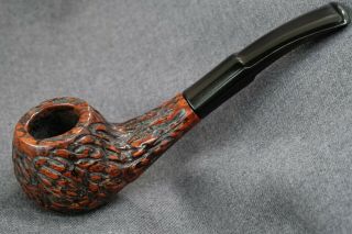 Lovely Lightly Smoked Bark Carved Briar Ascot Diplomat Made In Italy