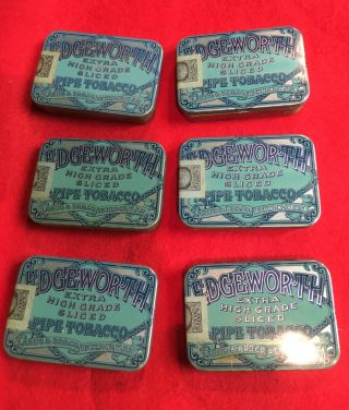 6 Edgeworth Tobacco Tins Pocket Can Hinged Lids Vintage