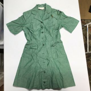 Vintage 1950s Girl Scouts Usa Green Intermediate Uniform Short Sleeve Dress
