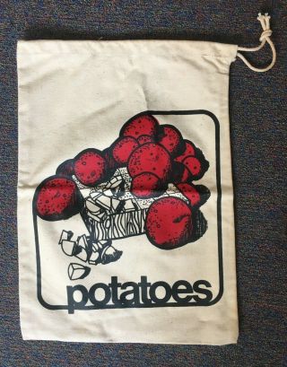 Drawstring Potato Sack Storage Bag Drawstring Cotton Vintage Farmhouse 15 X 12 "
