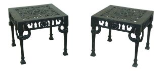 F51179ec: Vintage Pair Victorian Style Aluminum Outdoor Garden Tables