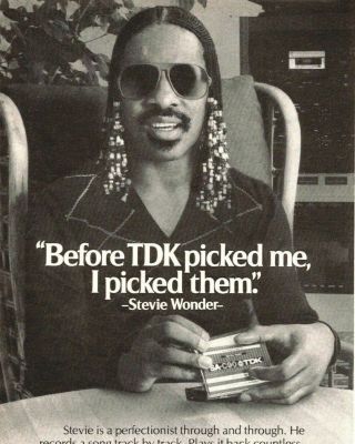 Stevie Wonder Tdk Ad - C90 Cassette Tapes I Picked Them 1980 Vintage Print Ad