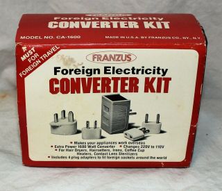 Vintage Travel Franzus Foreign Electricity 1600 Watt Converter Kit 220v To 110v