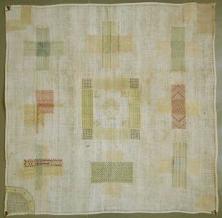 1775 Antique Dutch Silk On Linen Darning Sampler Mending Needlework