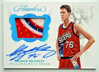 Shawn Bradley 1 Of 1 Game Worn Patch Auto 2017 - 18 Panini Flawless Prime 1/1