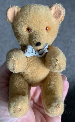 Rare Antique Vintage 4.  75” Limb Mohair Jointed Teddy Bear Toy German Nr