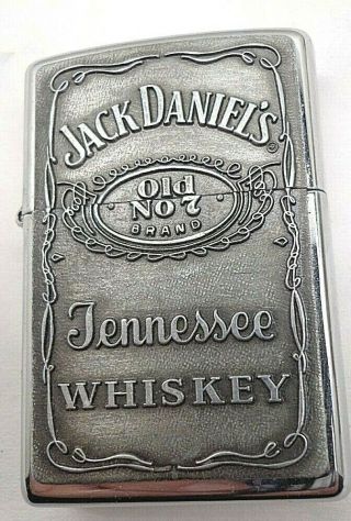 Vintage 3d Jack Daniels No.  7 Whiskey High Polish Chrome Finish Zippo Lighter