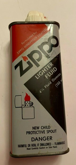 Vintage Rare Zippo Lighter Fluid Metal Can Black 4 1/2 Ounces Empty