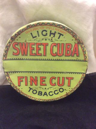 Light Sweet Cuba - Fine Cut Tobacco - Litho Advertising - One Pound Flat Round Tin