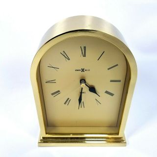 Vintage Howard Miller Mantel Clock Brushed Gold Desk Shelf Timepiece Japan