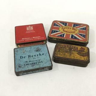 4 X Vintage Tobacco Tins - Lucky Hit,  Benson & Hedges,  De Reszke & Log Cabin 360