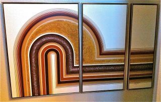 Vintage Large Mid Century Modern Abstract Triptych Signed Letterman - 1,  970 