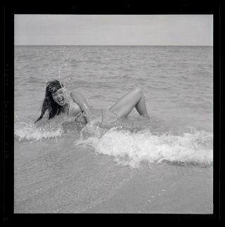 Bettie Page 1954 Camera Negative Photograph Bunny Yeager Romp In The Surf Fun NR 2