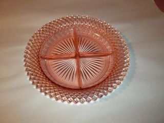 Vintage Anchor Hocking Miss America Pink Depression Glass Divided Plate
