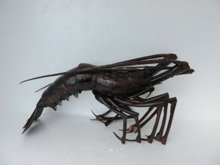Large Antique Signed Japanese Meiji Articulated Copper Crayfish Spiny Lobster